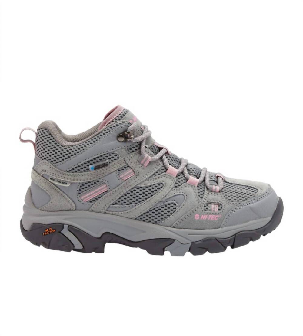 NEW HI-TEC women's apex lite mid waterproof hiking boots in medium grey/light pi